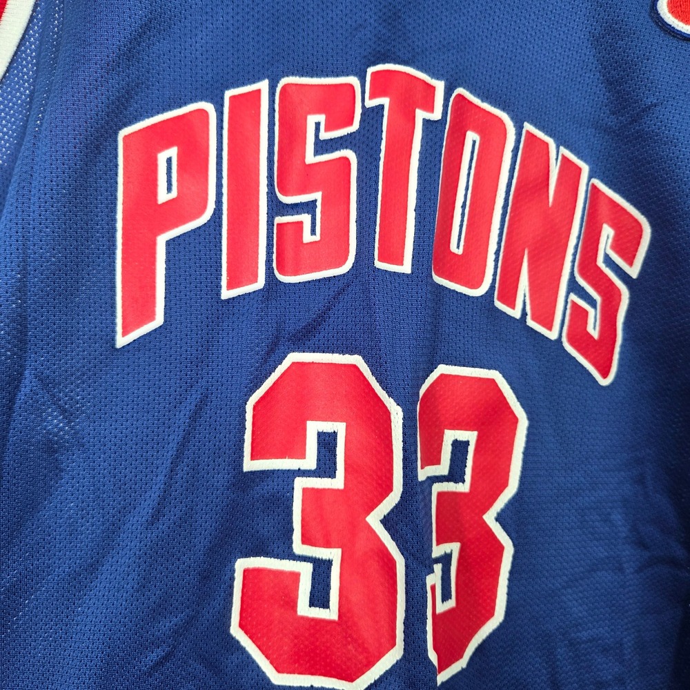 VTG 90s Champion Jersey L 14 16 Blue Mesh Grant Hill Detroit Pistons 33 - Picture 2 of 5
